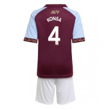 Aston Villa Ezri Konsa #4 Hjemmedraktsett Barn 2025-26 Kortermet (+ korte bukser)